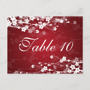 Elegant Table Number Cherry Blossom Red Postcard