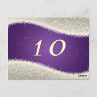 Elegant Table Number Dazzling Sparkles Purple