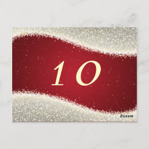 Elegant Table Number Dazzling Sparkles Red Postcard