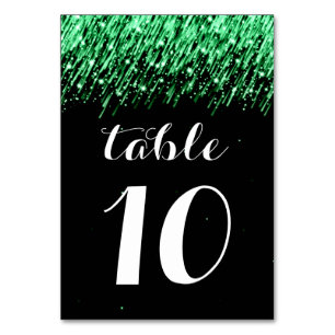 Elegant Table Number Falling Stars "Emerald Green"