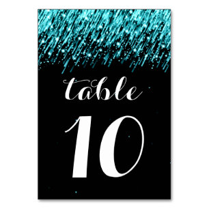 Elegant Table Number Falling Stars Turquoise