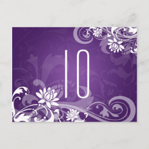 Elegant Table Number Floral Swirls Purple Postcard