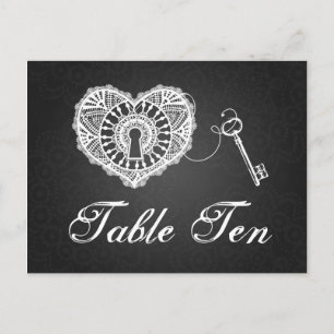 Elegant Table Number Key To My Heart Black Postcard