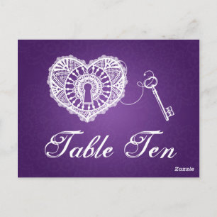 Elegant Table Number Key To My Heart Purple Postcard