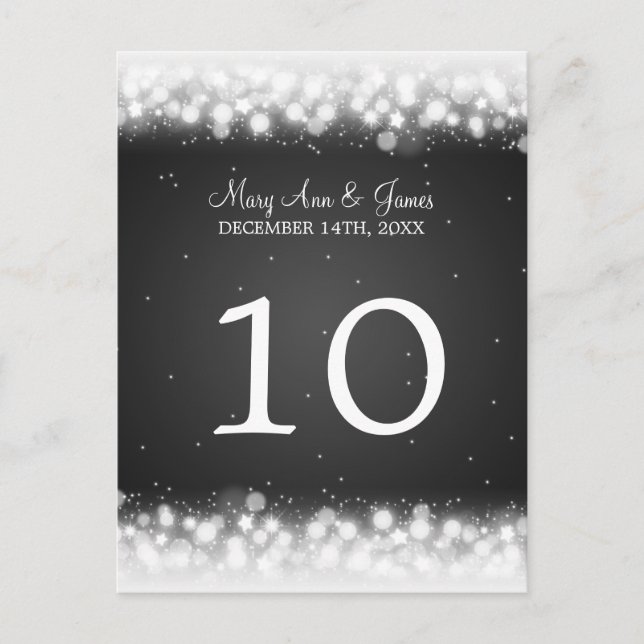 Elegant Table Number Magic Sparkle Black Postcard (Front)