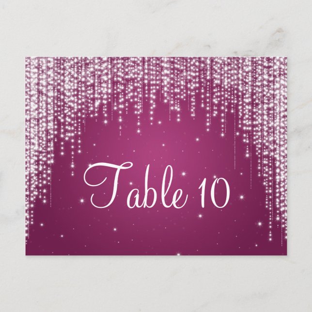 Elegant Table Number Night Dazzle Berry Pink Postcard (Front)