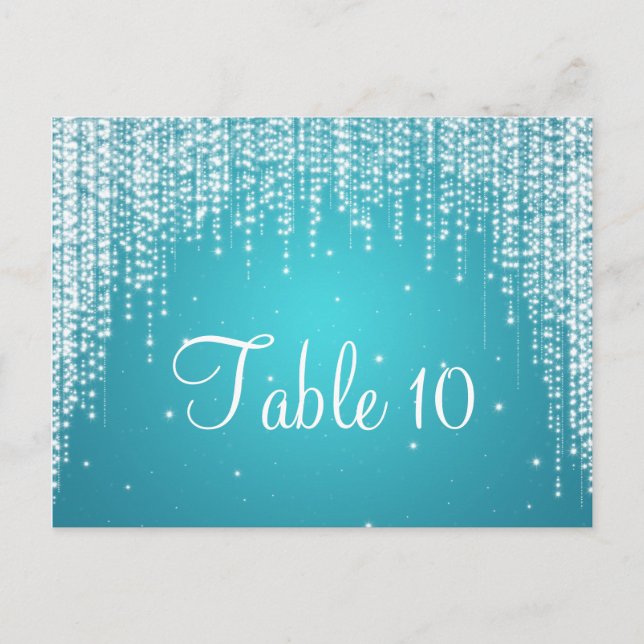 Elegant Table Number Night Dazzle Blue Postcard (Front)