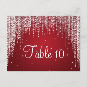 Elegant Table Number Night Dazzle Red Postcard