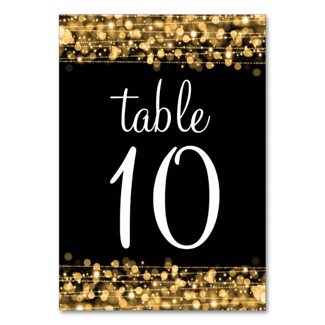 Elegant Table Number Party Sparkles Gold (Front)