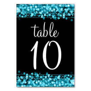 Elegant Table Number Party Sparkles Turquoise