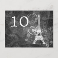 Elegant Table Number Romantic Paris Black
