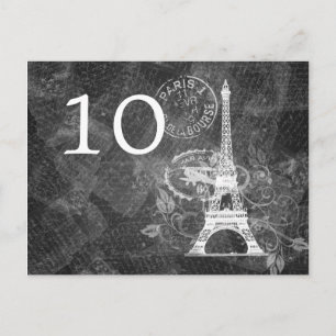 Elegant Table Number Romantic Paris Black Postcard