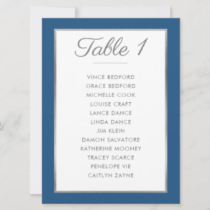 ELEGANT TABLE NUMBER Seating Chart blue grey