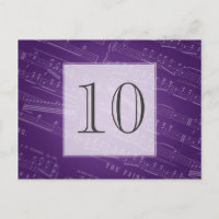Elegant Table Number Sheet Music Purple
