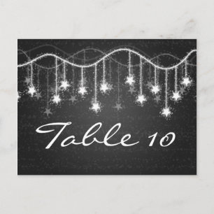 Elegant Table Number Shimmering Stars Black Postcard