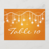 Elegant Table Number Shimmering Stars Orange