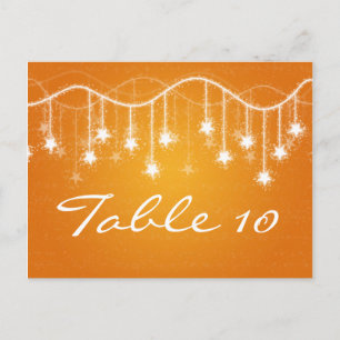 Elegant Table Number Shimmering Stars Orange Postcard