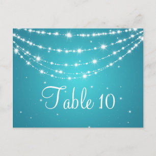 Elegant Table Number Sparkling Chain Blue Postcard