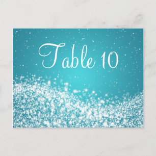 Elegant Table Number Sparkling Wave Blue Postcard