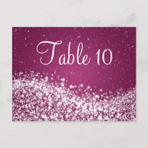 Elegant Table Number Sparkling Wave Plum Postcard