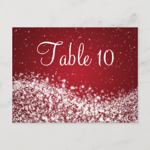 Elegant Table Number Sparkling Wave Red Postcard