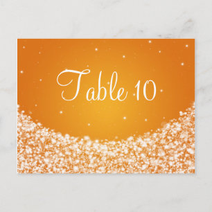 Elegant Table Number Star Sparkle Orange Postcard