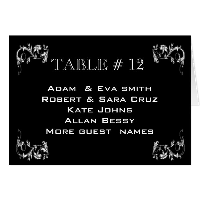 Elegant Table number template wedding (Front Horizontal)
