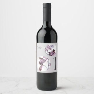 Elegant Table Number Vintage Floral Wedding Wine Label