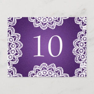 Elegant Table Number Vintage Lace Purple Postcard