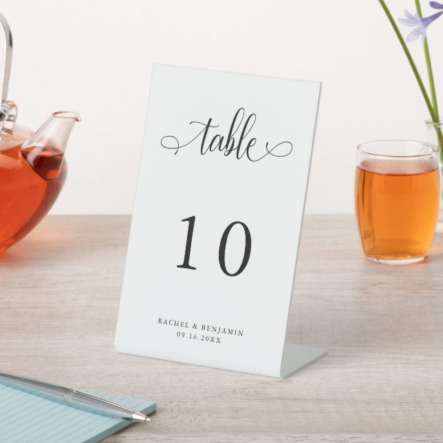 Elegant Table Number Wedding Script Minimal Pedestal Sign (In SItu)