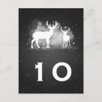 Elegant Table Number Winter Deer Sparkle Black