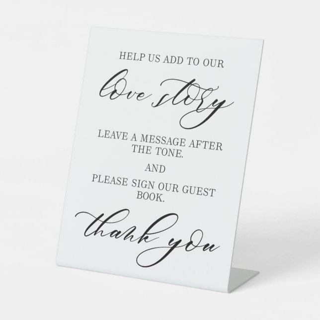 Elegant Tabletop Wedding Audio Guest Book Sign  (Front)