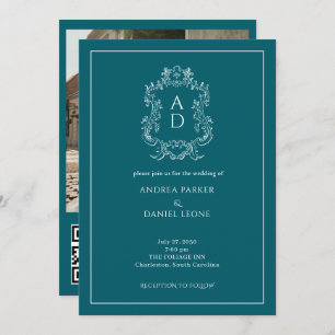 Elegant Tale Blue Engagement Party QR Code Photo Invitation