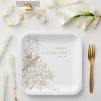 Elegant Tan Chinoiserie Nature Birds Baby Shower