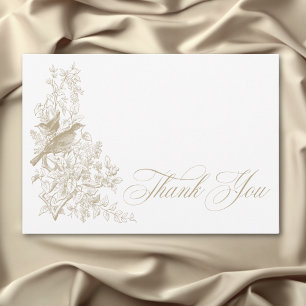 Elegant Tan Chinoiserie Nature Birds Baby Shower Thank You Card