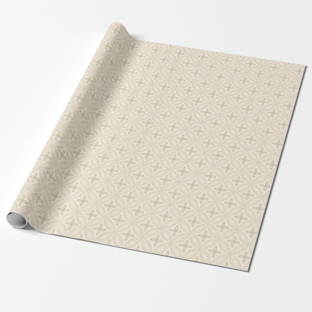 Elegant Tan Circles on Cream Gift Wrap (Unrolled)