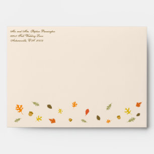 Elegant tan fall autumn leaves wedding envelope