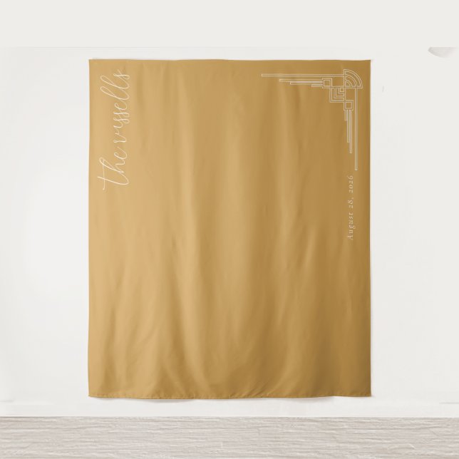 Elegant Tan Geometric Lines Tapestry (Front)