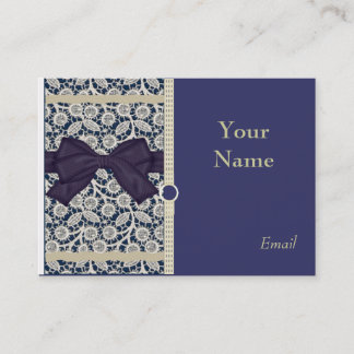 Elegant Tan Lace on Navy Business Cards