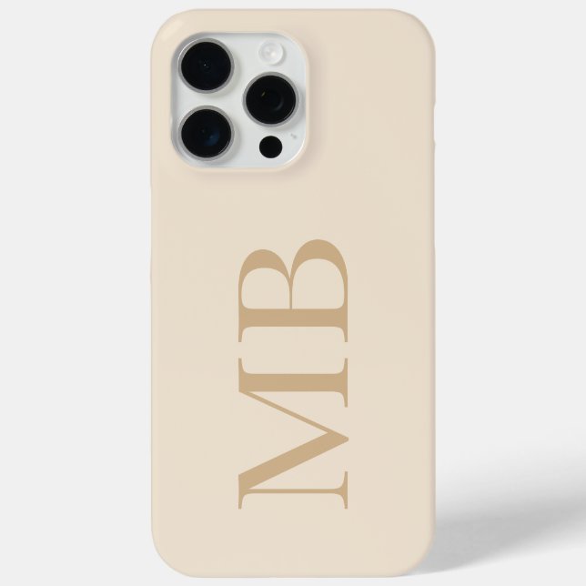 Elegant Tan Minimalist Initial Monogram Case-Mate iPhone Case (Back)