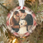 Elegant Tan Tartan Plaid Christmas Monogram Photo
