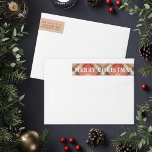 Elegant Tan Tartan Plaid Merry Christmas Address Wrap Around Label<br><div class="desc">Holiday wrap-around address labels feature a "Merry Christmas" message with an elegant and preppy tan,  brown,  red,  and white plaid patterned background. Personalise the red and brown custom return address text.</div>