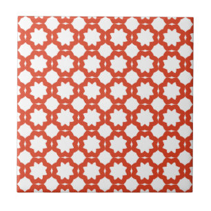Elegant Tangerine Tango Stars Pattern Tile