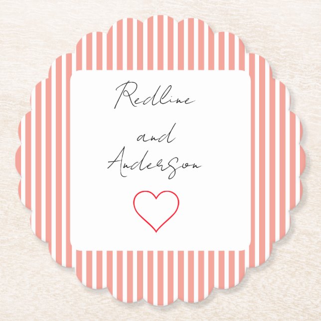 Elegant Tangerine Wedding Paper Coaster (Front)