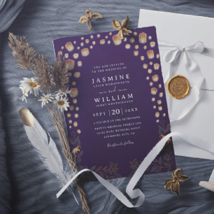 Elegant Tangled Lanterns Modern Minimalist Wedding Invitation