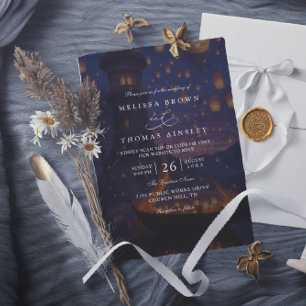 Elegant Tangled Lanterns Modern QR Code Wedding Invitation