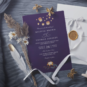 Elegant Tangled Lanterns Modern QR Code Wedding Invitation