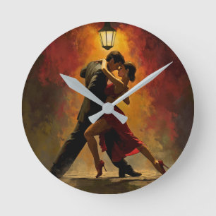✨Elegant Tango Couple Romantic Art Design Round Clock