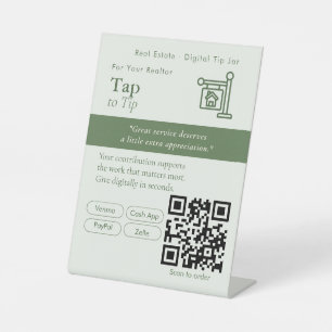 Elegant Tap to Tip QR Code Sign Payments / Tips