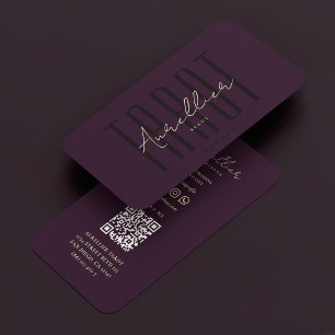 Elegant Tarot Reader Dark Purple Psychic  Business Card